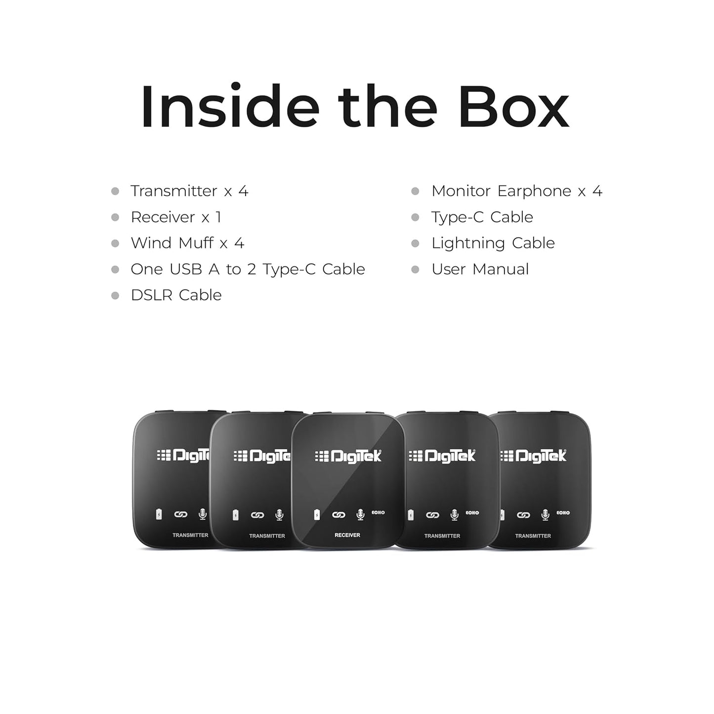 Digitekยฎ DWM 101 Wireless Microphone Noise Reduction, for DSLR Camera, Android & iOS Smartphones