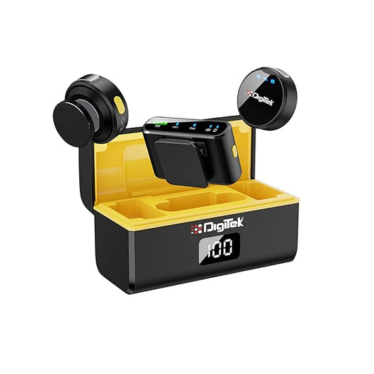 DIGITEK® DWM-116 2-in-1 Wireless Microphone, Magnetic Clip, for Cameras & Smartphones