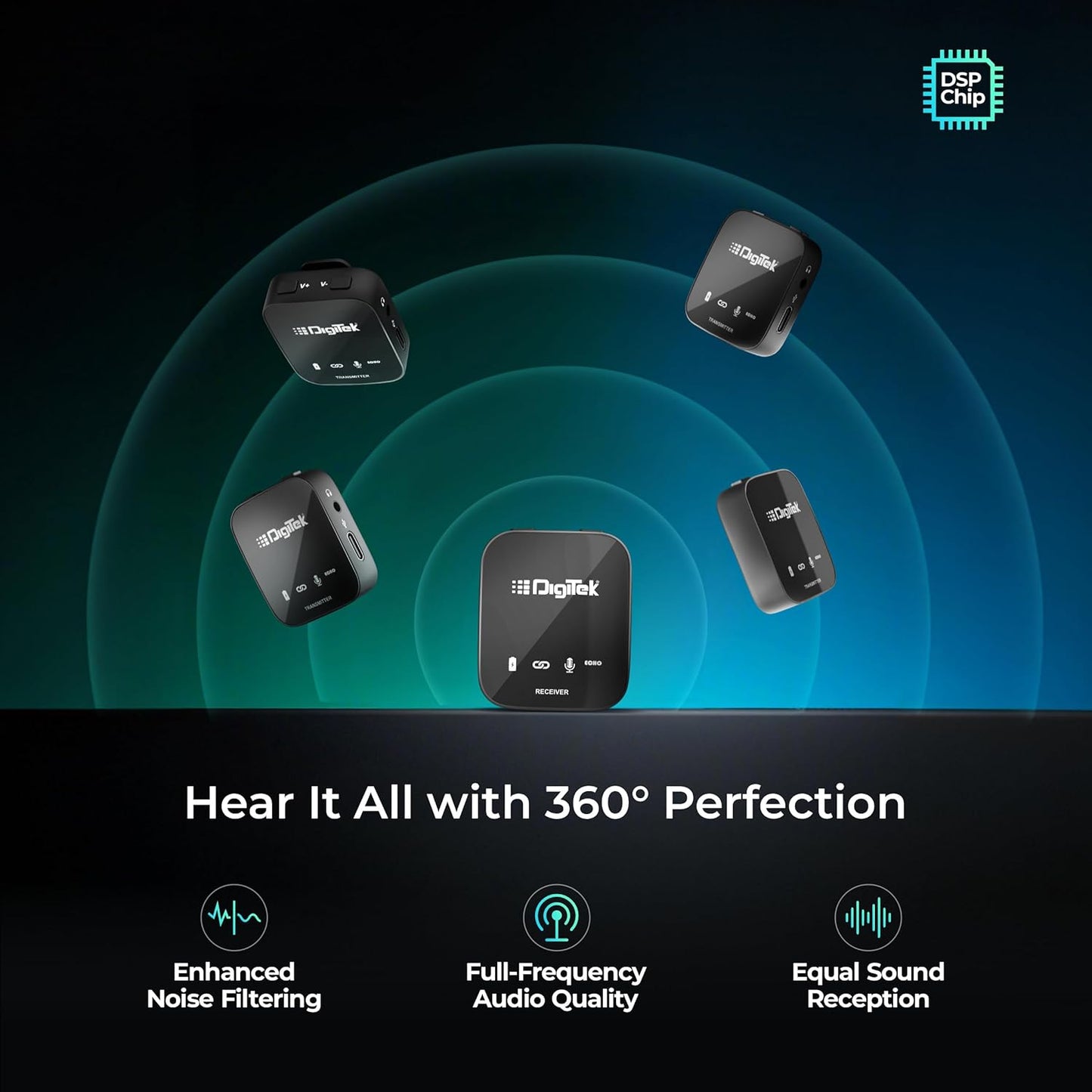 Digitekยฎ DWM 101 Wireless Microphone Noise Reduction, for DSLR Camera, Android & iOS Smartphones