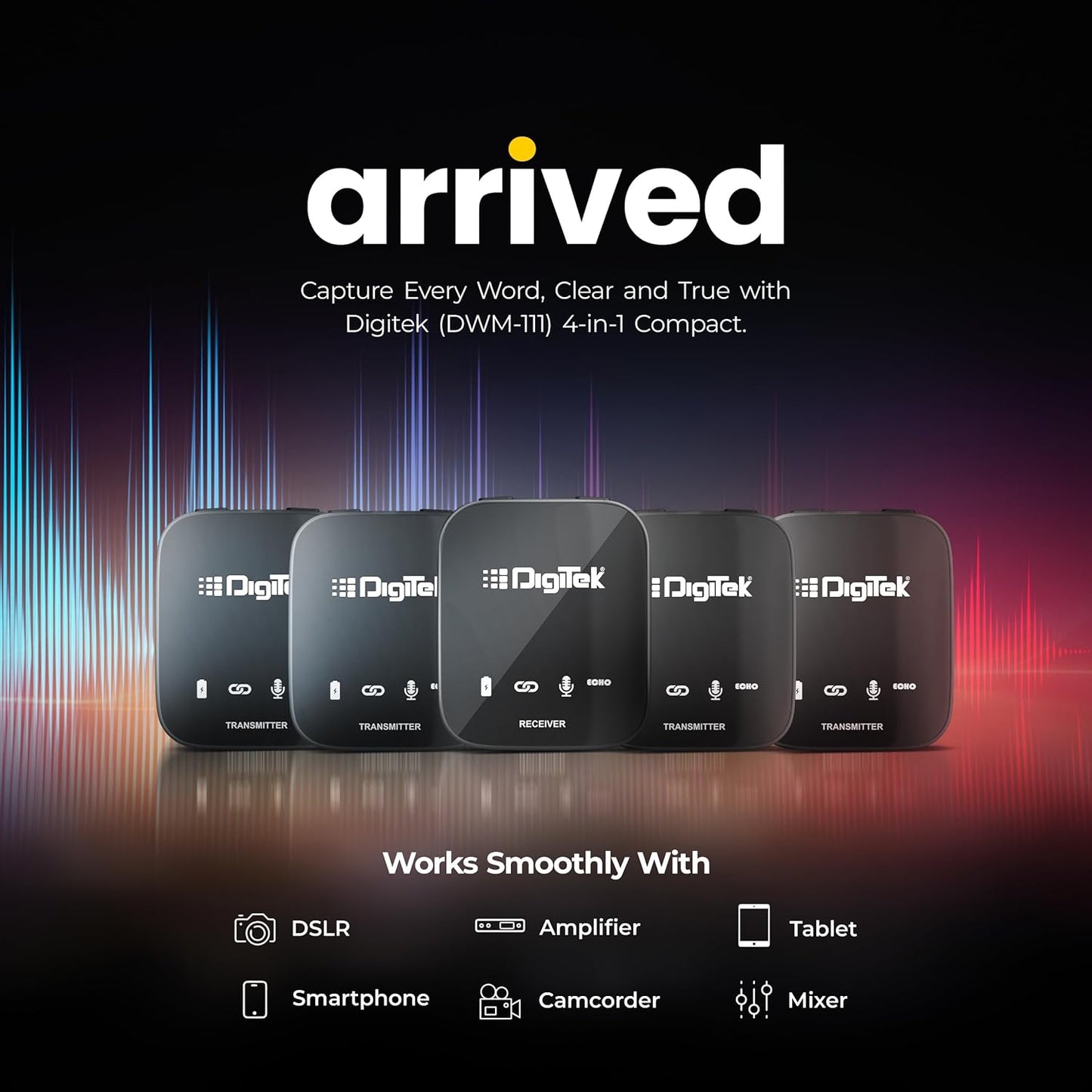 Digitekยฎ DWM 101 Wireless Microphone Noise Reduction, for DSLR Camera, Android & iOS Smartphones