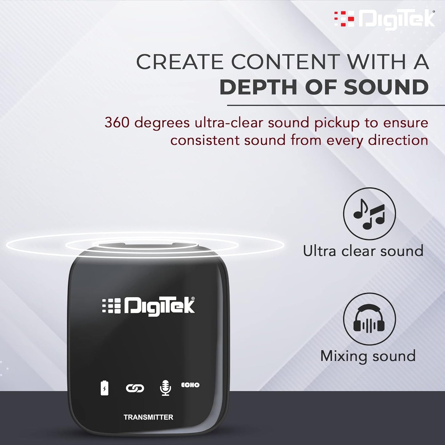 Digitekยฎ DWM 101 Wireless Microphone Noise Reduction, for DSLR Camera, Android & iOS Smartphones