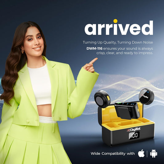 DIGITEK® DWM-116 2-in-1 Wireless Microphone, Magnetic Clip, for Cameras & Smartphones