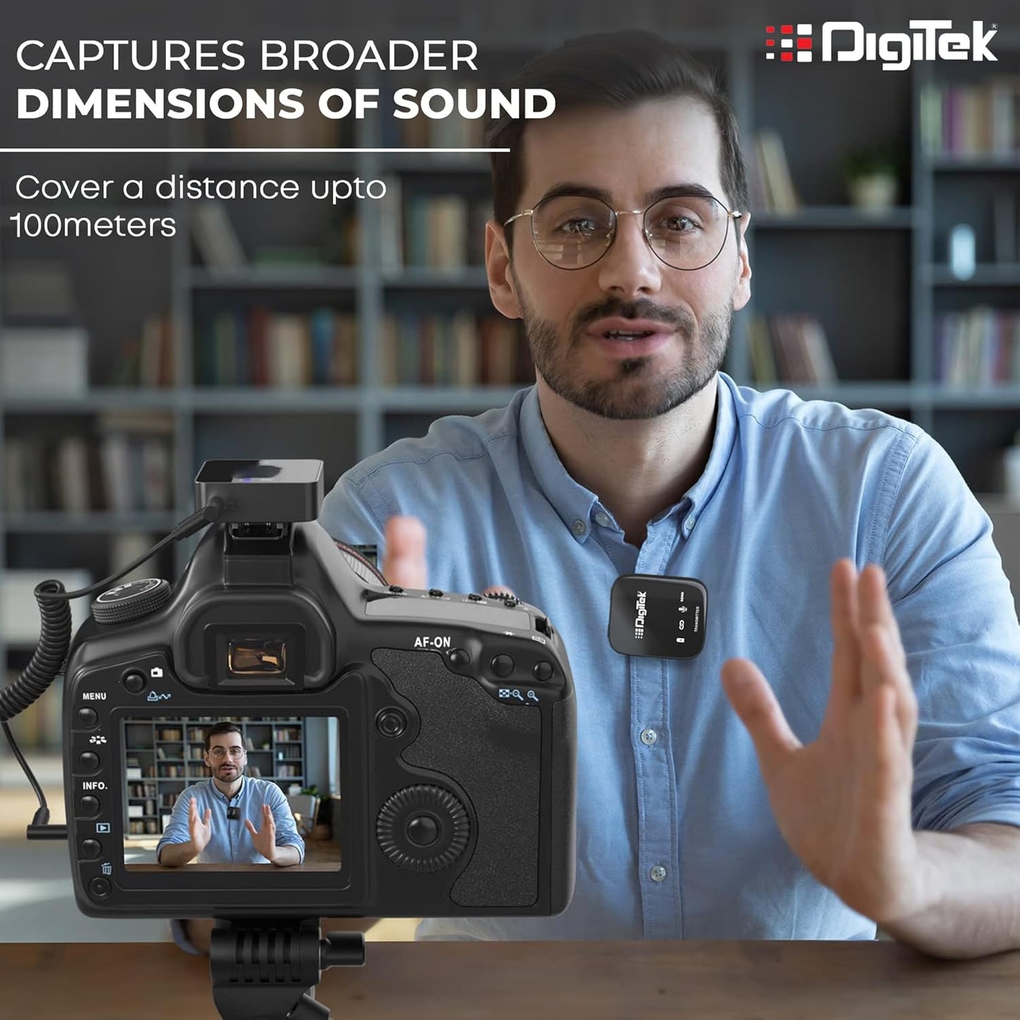 Digitekยฎ DWM 101 Wireless Microphone Noise Reduction, for DSLR Camera, Android & iOS Smartphones