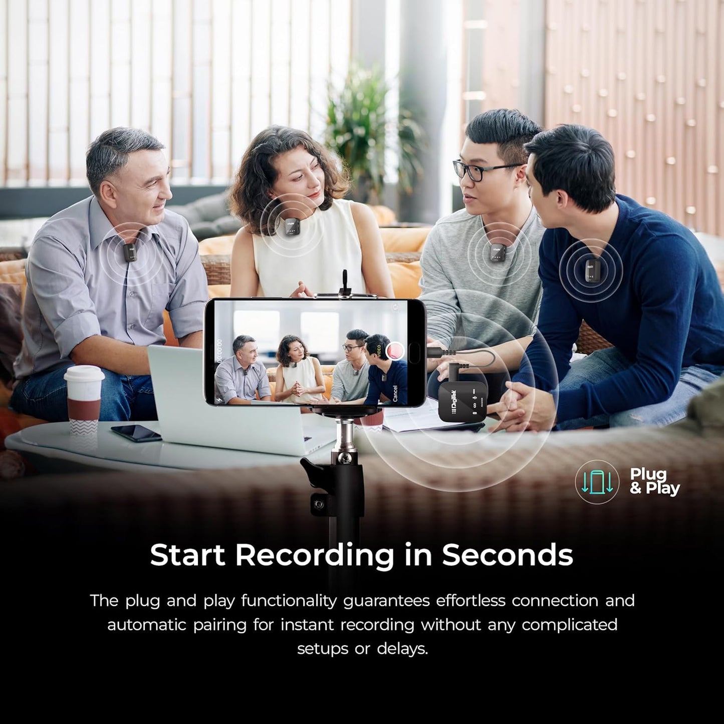 Digitekยฎ DWM 101 Wireless Microphone Noise Reduction, for DSLR Camera, Android & iOS Smartphones