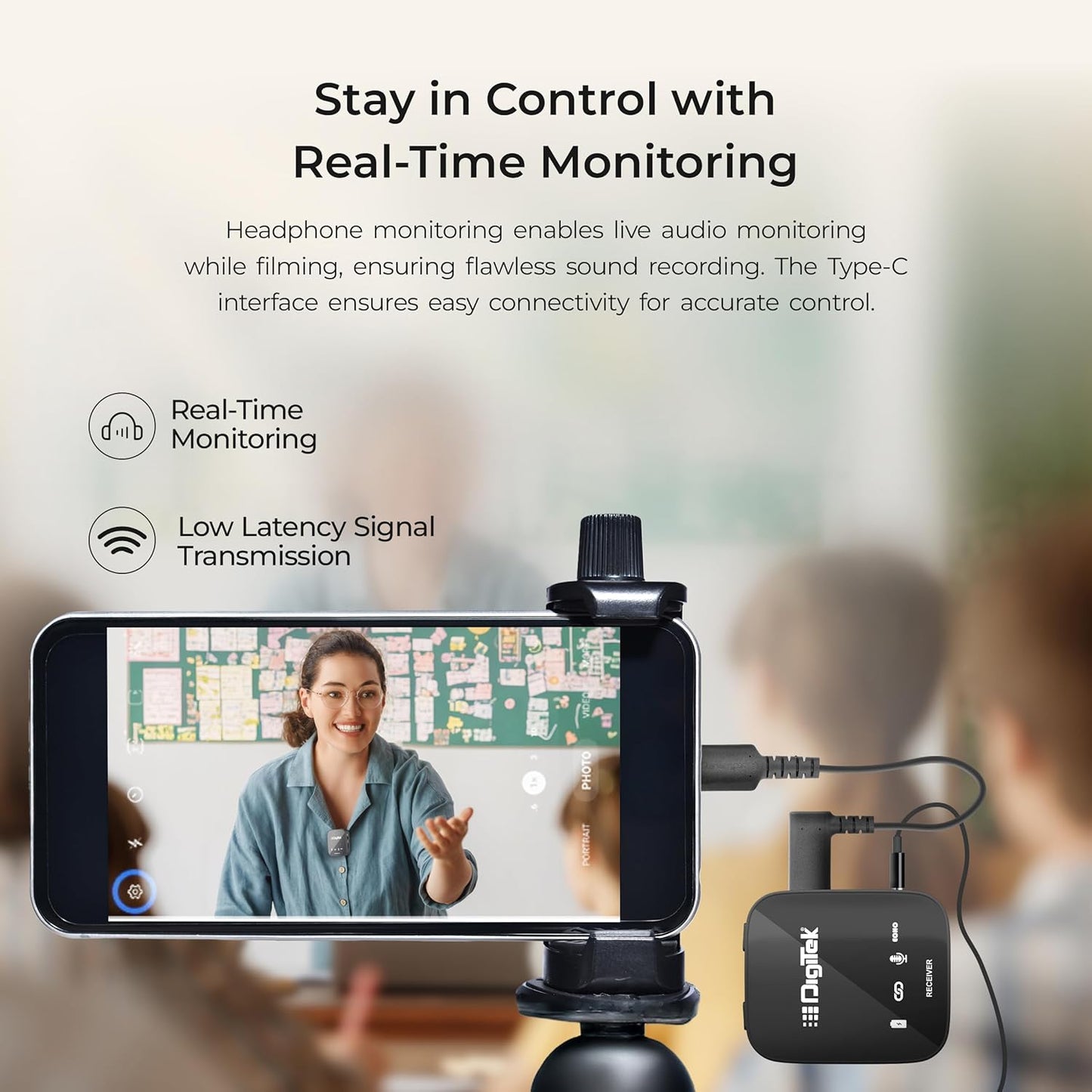 Digitekยฎ DWM 101 Wireless Microphone Noise Reduction, for DSLR Camera, Android & iOS Smartphones