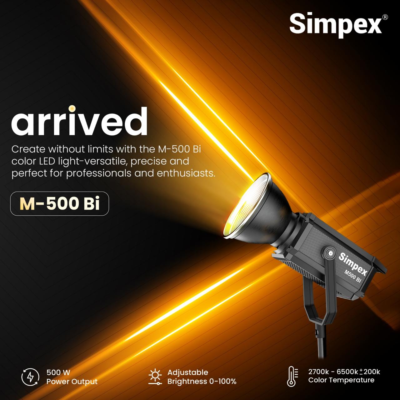 Simpex M-500 BI, High-Performance Continuous LED Light With 500W Power Output Perfectly designed for Professionals