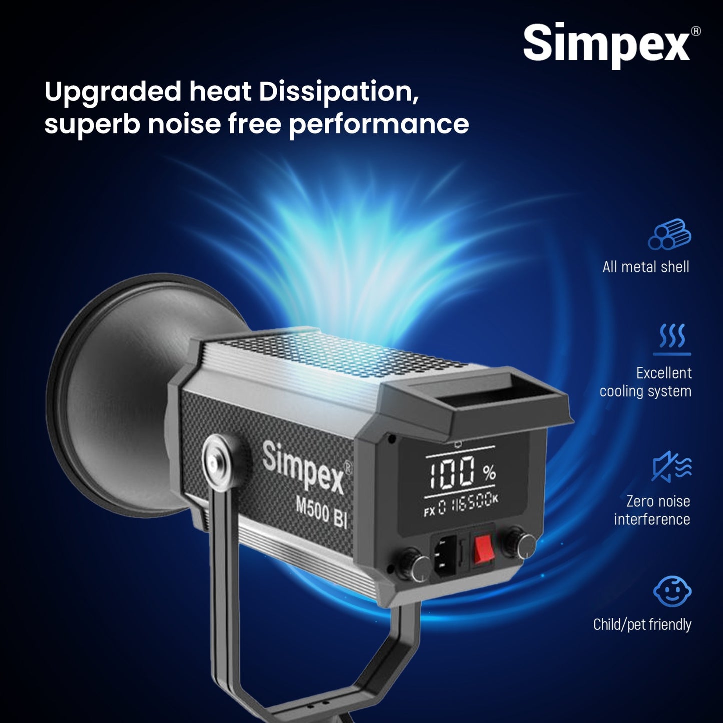 Simpex M-500 BI, High-Performance Continuous LED Light With 500W Power Output Perfectly designed for Professionals