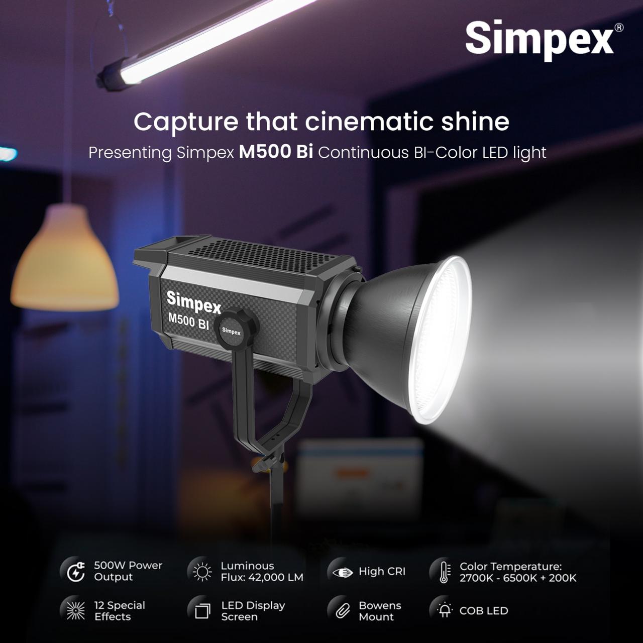 Simpex M-500 BI, High-Performance Continuous LED Light With 500W Power Output Perfectly designed for Professionals